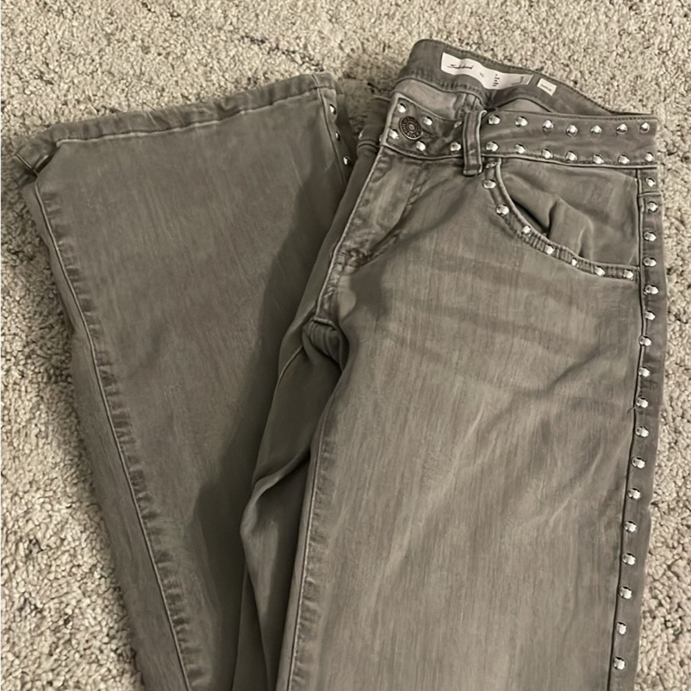 Studded Boot Cut Jeans - Gray
